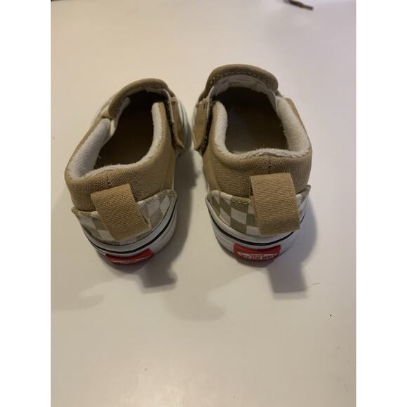 Vans Toddler Sz 6 Classic Slip-on V Checkerboard Tan/Walnut - Picture 3 of 8